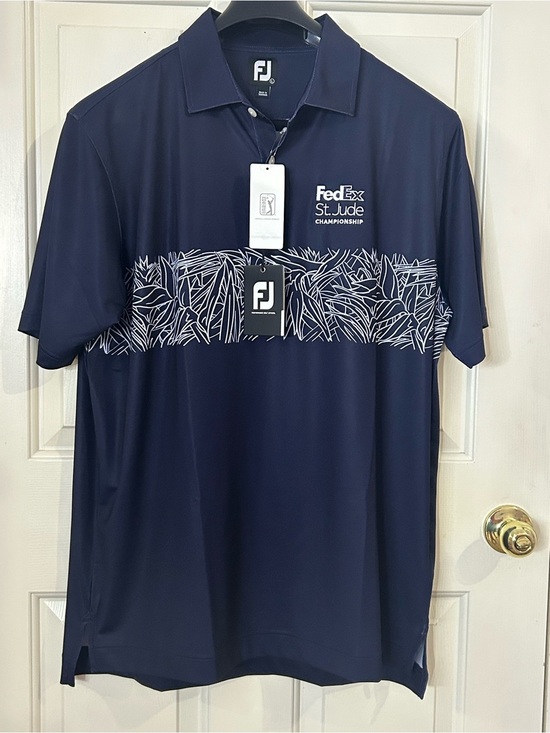 FootJoy FedEx St Jude Championship Tropical Chest Band Lisle Polo Mens Blue NWT